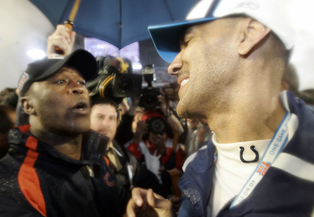 Tony Dungy and Lovie Smit, first time two Black head coaches met in Super Bowl.