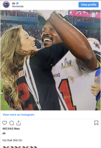 Antonio Brown Selling Shirts of Him Hugging Tom Brady's Wife