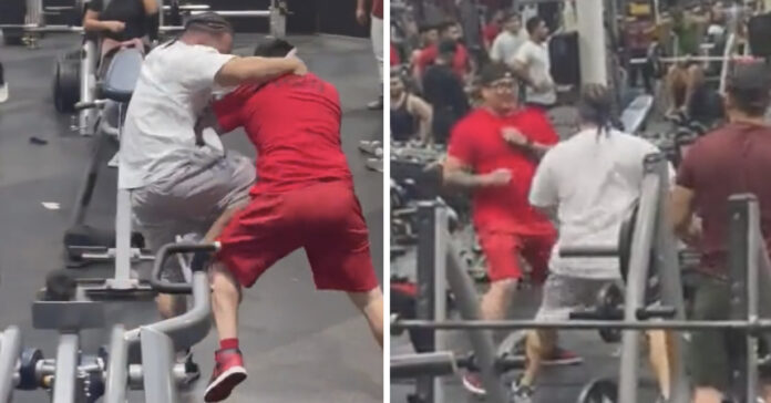 Two guys fight at Fitness Connection
