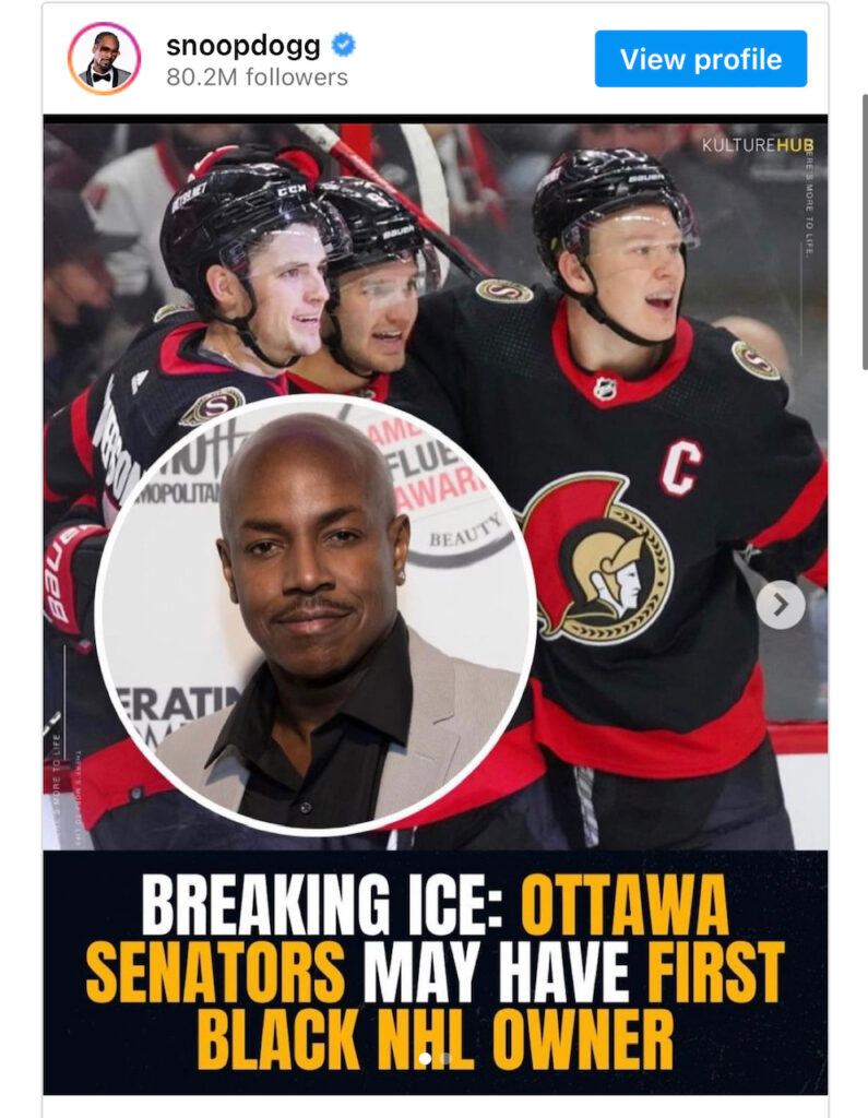 Snoop Dogg joins Neko Sparks' bid to buy Ottawa Senators - ESPN