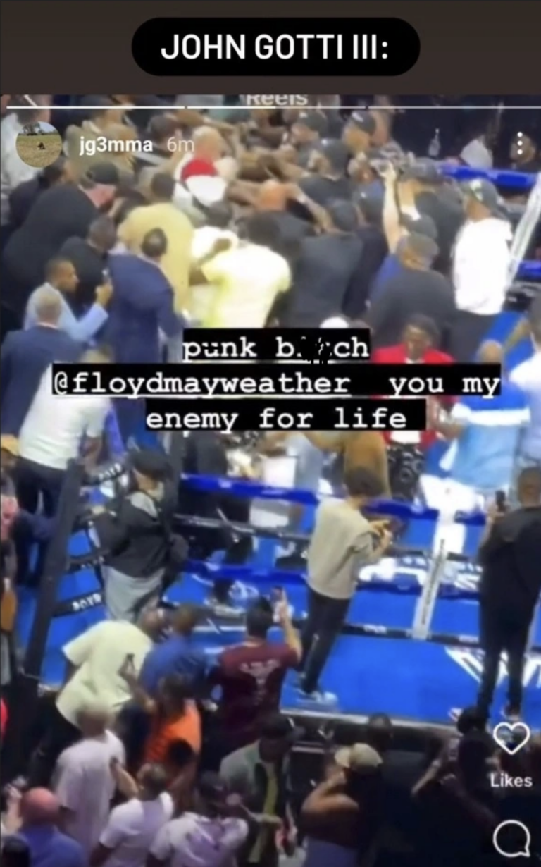 Floyd Mayweather Vs. John Gotti III Ends With In-Ring Riot, Gotti's ...