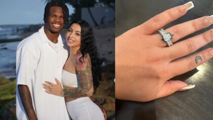 Colorado football star Travis Hunter engaged to his longtime girlfriend with a $100K ring and big smiles.